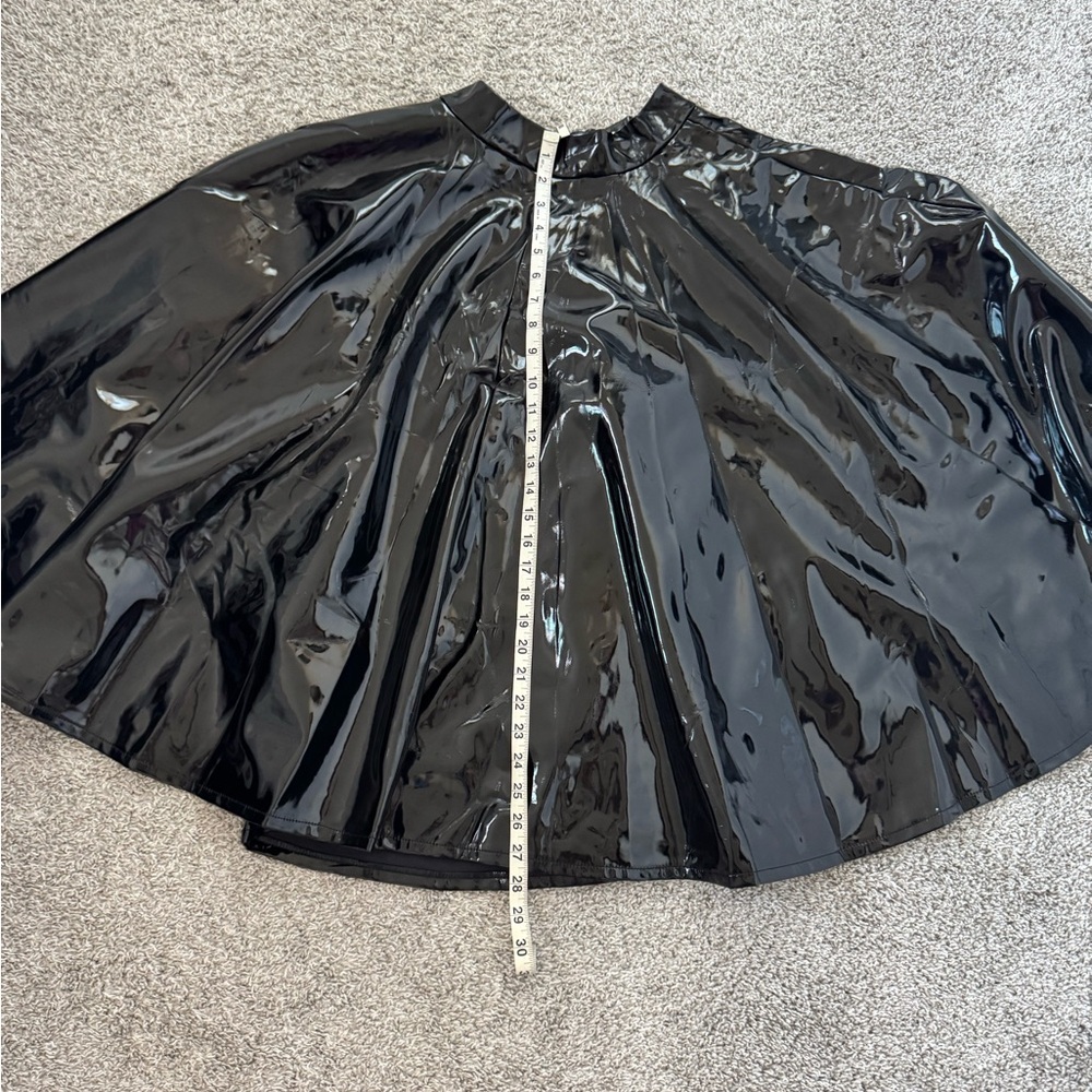 BNWOT - Vixen by Micheline Pitt - Black High-Shine Vinyl Flared Skirt - size M